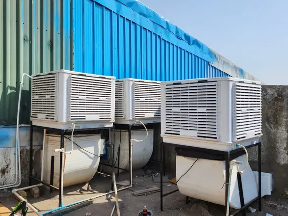 Duct coolers on stands with bottom discharge